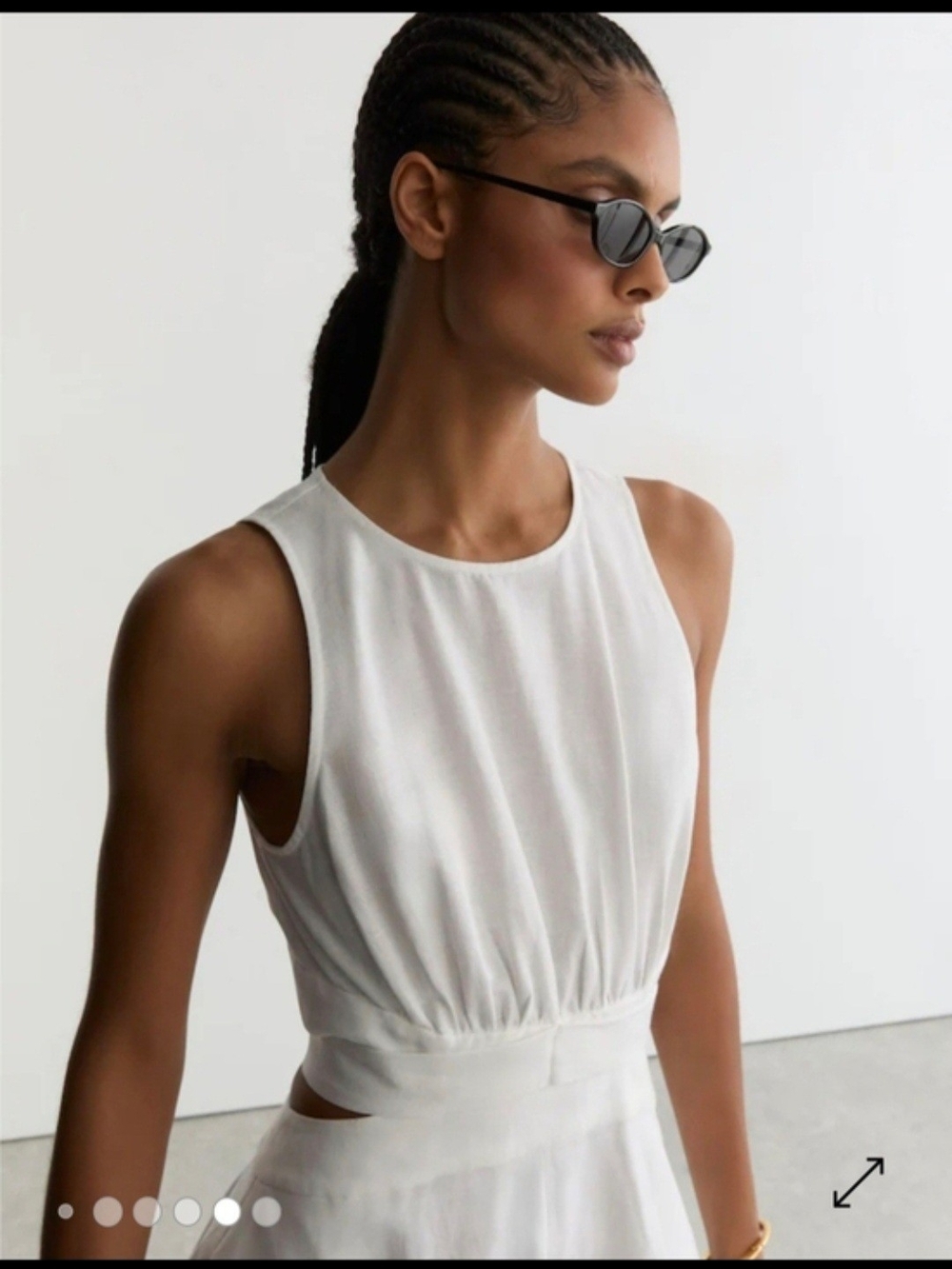 Reiss Hazel Linen Cutout Midi Dress Ivory 6 $310 - Picture 6 of 7